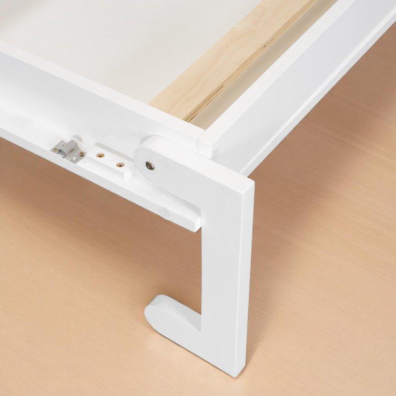 Beyaz Plywood ve MDF Gardıroplu Çekmeceli Masalı ve LED Aydınlatmalı Çift Kişilik Duvar Yatağı - 266532
