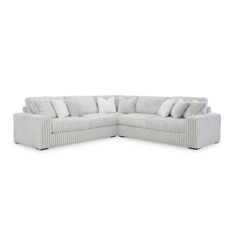 Beyaz Polyester 3 Parçalı L Şekilli Çıkarılabilir Minderli Köşe Koltuk - 338x338 cm - 257939