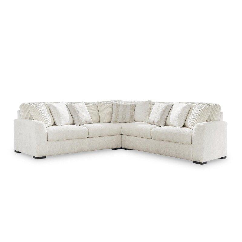 Beyaz Polyester 3 Parçalı Yastıklı Köşe Koltuk - 308x308 cm - 259459