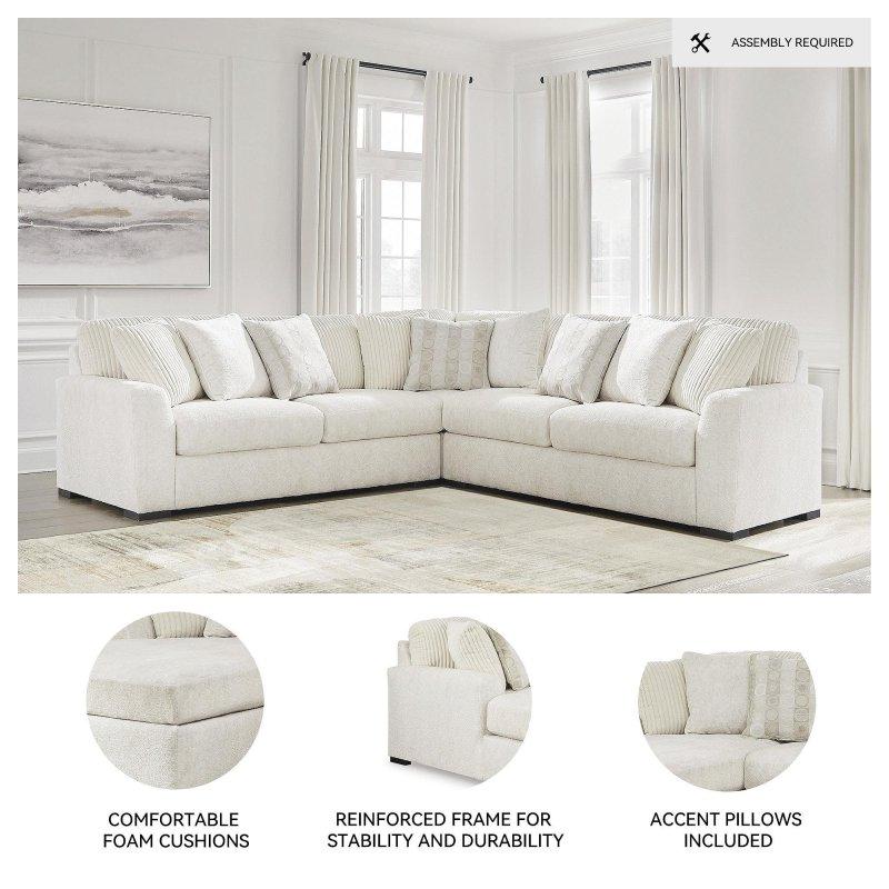 Beyaz Polyester 3 Parçalı Yastıklı Köşe Koltuk - 308x308 cm - 259459