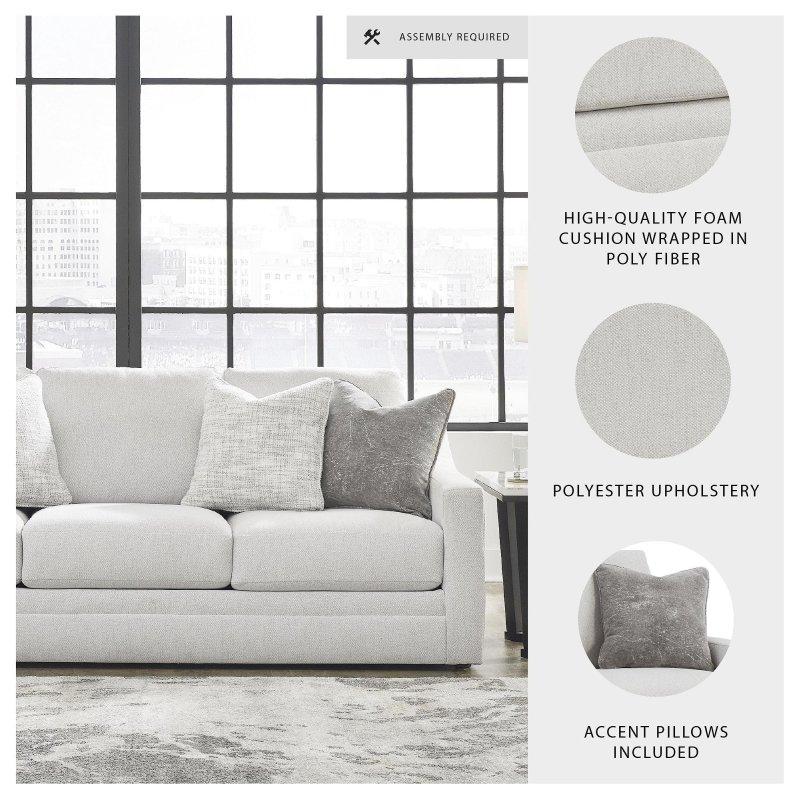 Beyaz Polyester Döşemeli 3 Kişilik Çıkarılabilir Minderli Bohem Koltuk - 224x102x94 cm - 280972