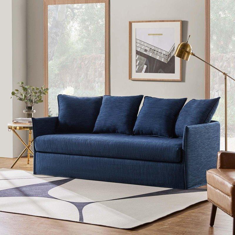 Beyaz Polyester Kılıflı Çıkarılabilir Minderli 3 Kişilik Bohem Koltuk - 204 cm - 277940