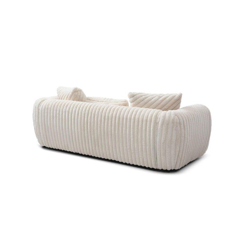 Beyaz Polyester Kumaş Yastık Kollu 3 Kişilik Bohem Koltuk - 239 cm - 283648