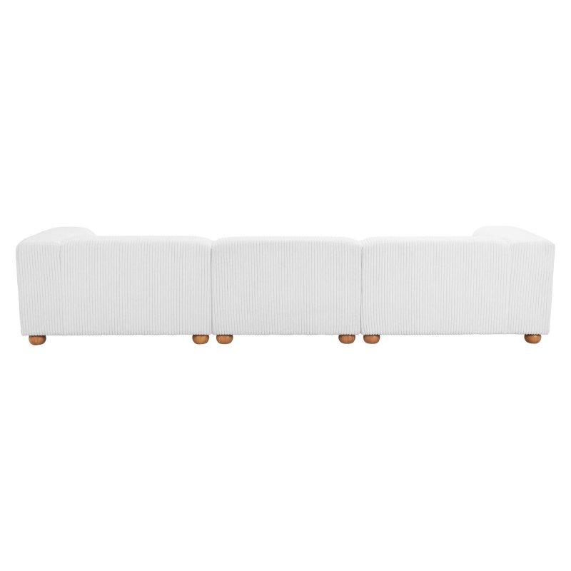 Beyaz Polyester Kumaşlı Masif Ahşap Ayaklı 3 Kişilik Modern Bohem Koltuk - 381x119x77 cm - 292825