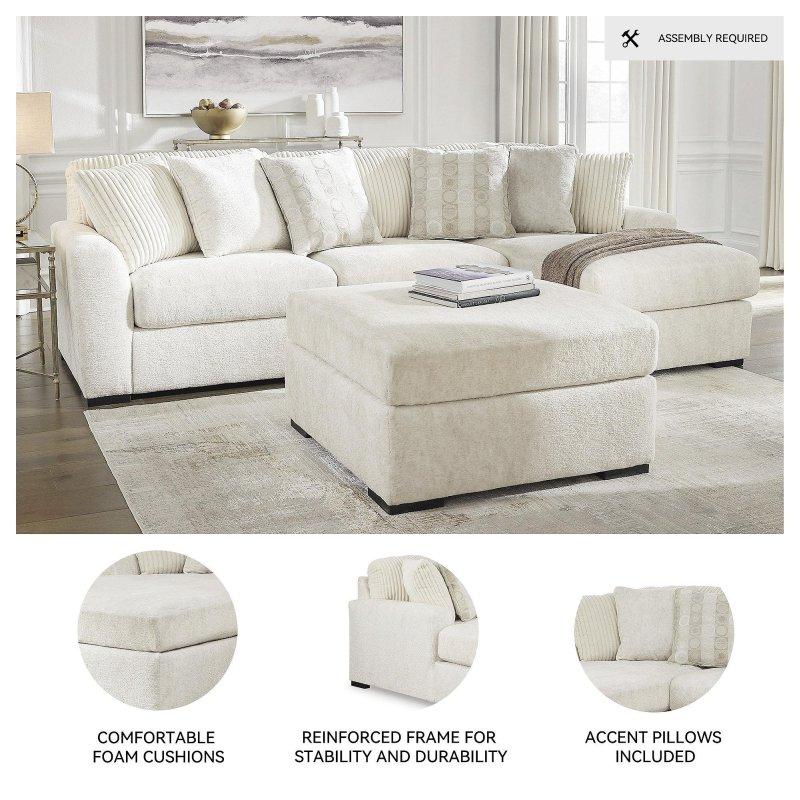 Beyaz Polyester Şezlonglu Köşe Koltuk - 308x166 cm - 260695