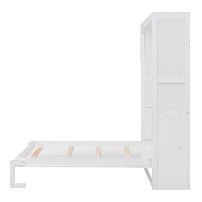 Beyaz Raflı MDF ve Kontrplak Çift Kişilik Duvar Yatağı - 261358