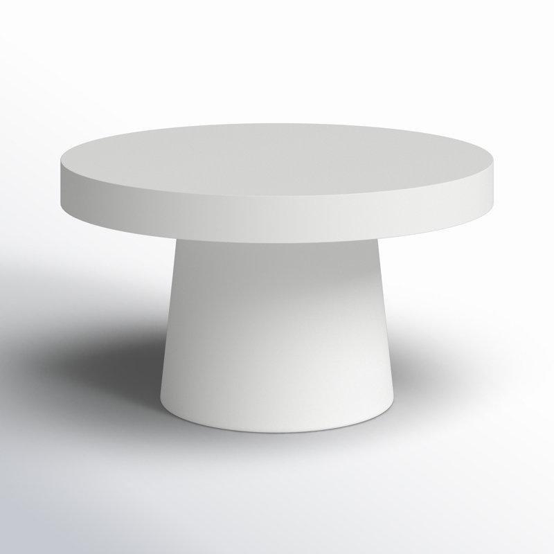 Beyaz Suni Beton Kaide Ayaklı Yuvarlak Orta Sehpa - 81x46 cm - 244053