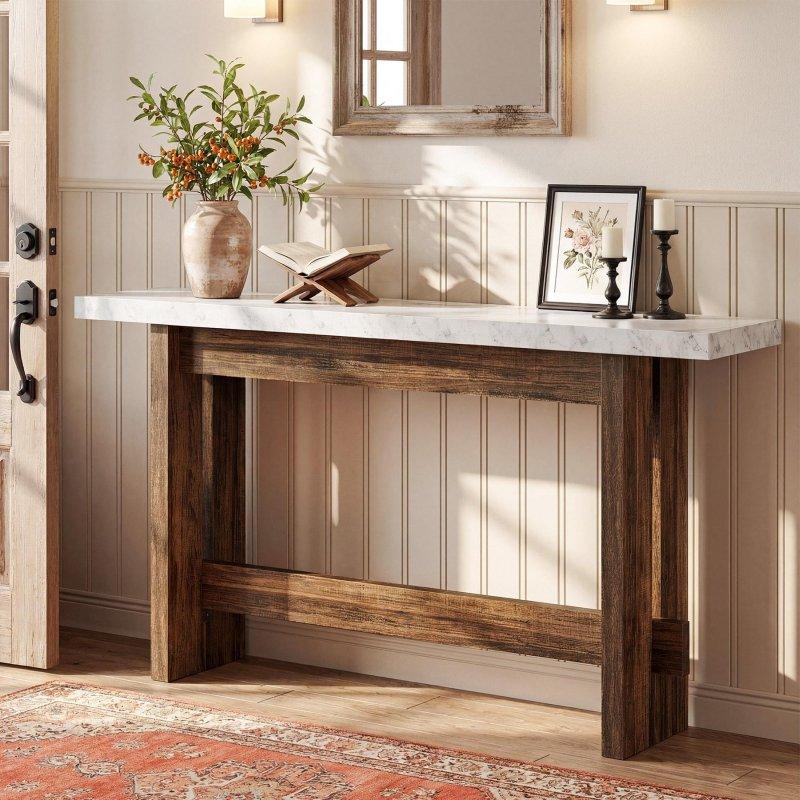 Beyaz Suni Mermer Tablalı Kahverengi MDF Raflı Dresuar - 160 cm - 331179 Beyaz Suni Mermer Tablalı Kahverengi MDF Raflı Dresuar - 160 cm - 331179