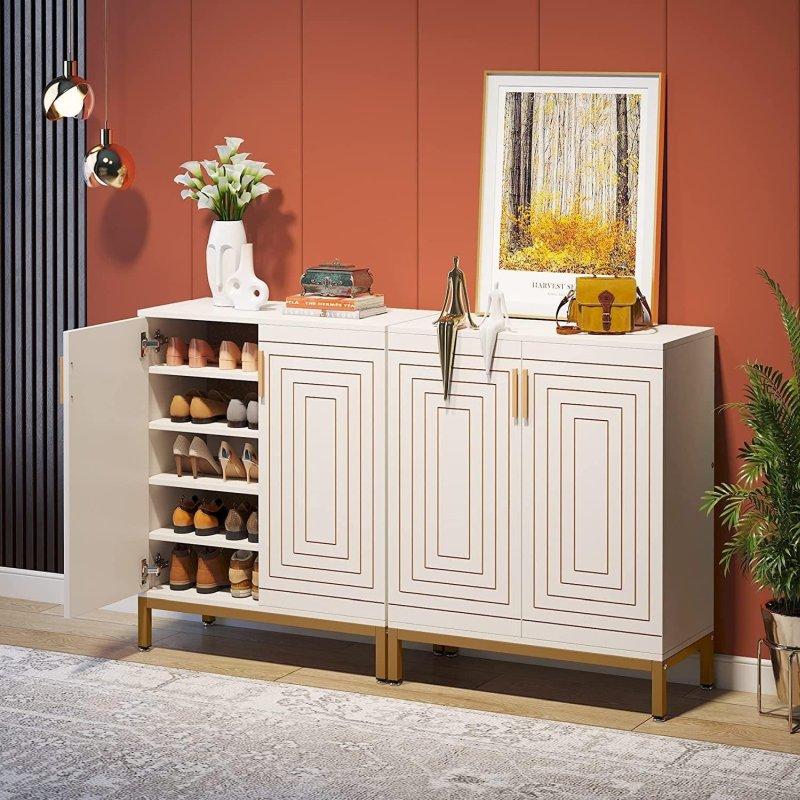 Beyaz Sunta ve Metal 5 Raflı Ayarlanabilir Şifonyer - 81x39x95 cm - 296735