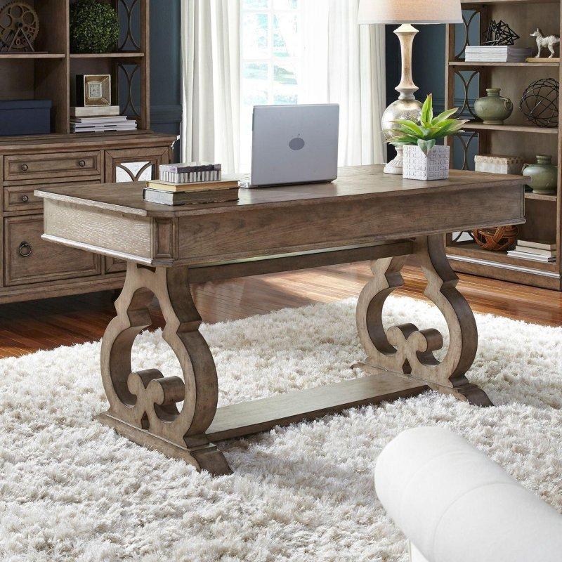Beyaz ve Boz Kahve Meşe Kaplama Kıvrımlı Ayaklı 3 Çekmeceli Ofis Masası - 153x72 cm - 325675 Beyaz ve Boz Kahve Meşe Kaplama Kıvrımlı Ayaklı 3 Çekmeceli Ofis Masası - 153x72 cm - 325675