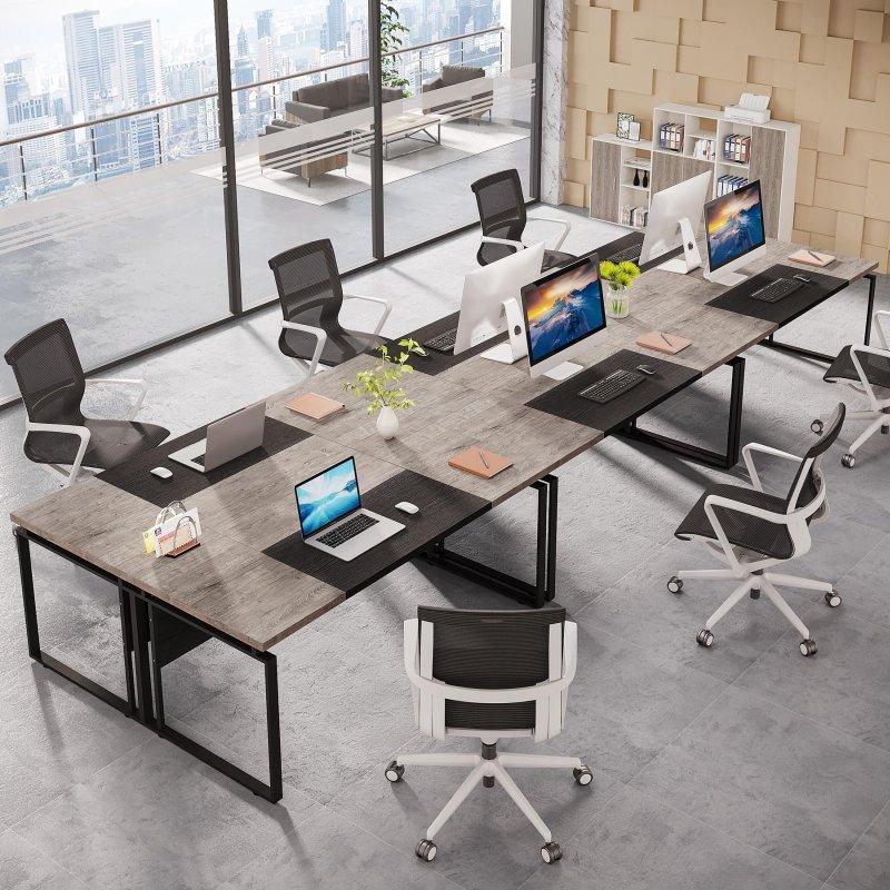 Beyaz ve Caro Meşe MDF Metal Ayaklı Modern Ofis Masası - 161 cm - 326551