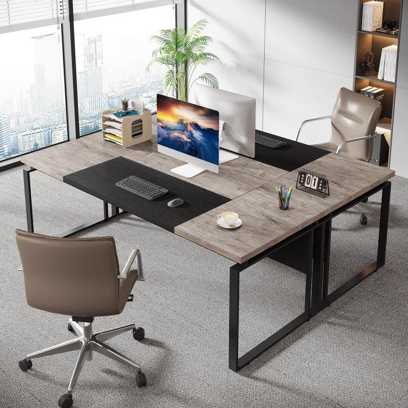 Beyaz ve Caro Meşe MDF Metal Ayaklı Modern Ofis Masası - 161 cm - 326551