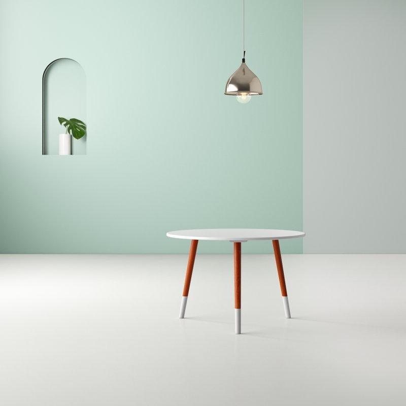 Beyaz ve Ceviz Ahşap Üç Ayaklı Yuvarlak Orta Sehpa - 72 cm - 244622