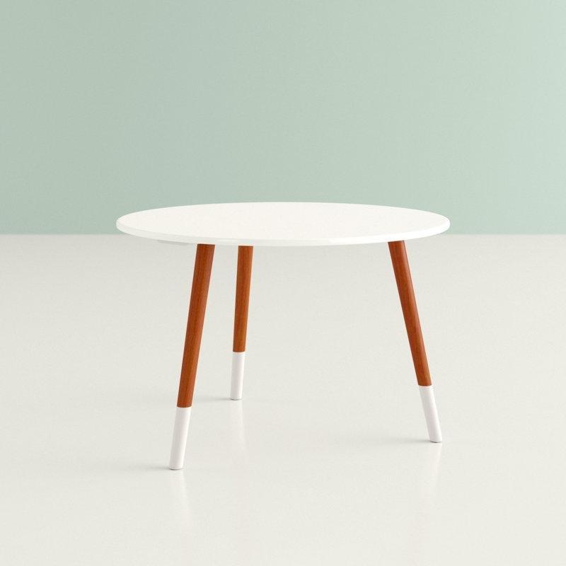 Beyaz ve Ceviz Ahşap Üç Ayaklı Yuvarlak Orta Sehpa - 72 cm - 244622