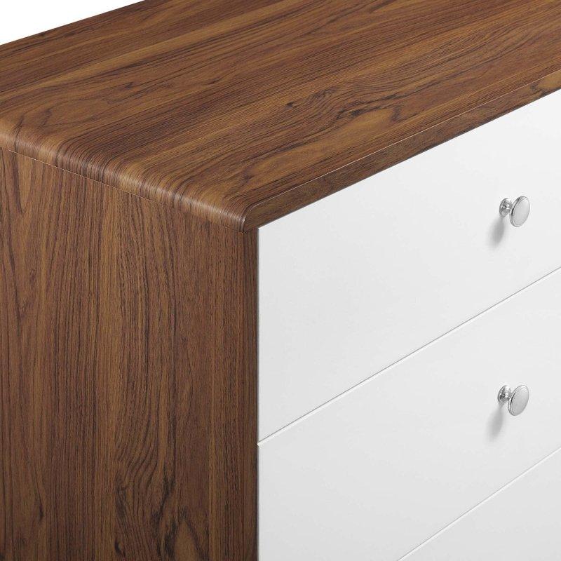 Beyaz ve Ceviz MDF ve Ahşap 6 Çekmeceli Konik Ayaklı Şifonyer - 154 cm - 296215