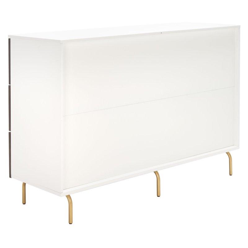 Beyaz ve Ceviz Rengi Maun Ahşap 6 Çekmeceli Gold Metal Ayaklı Şifonyer - 143x46x92 cm - 300181