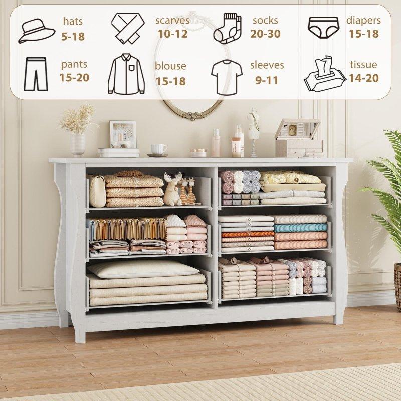 Beyaz ve Doğal Meşe Rattan Detaylı Kavisli Ayaklı 67 Çekmeceli Şifonyer - 303509