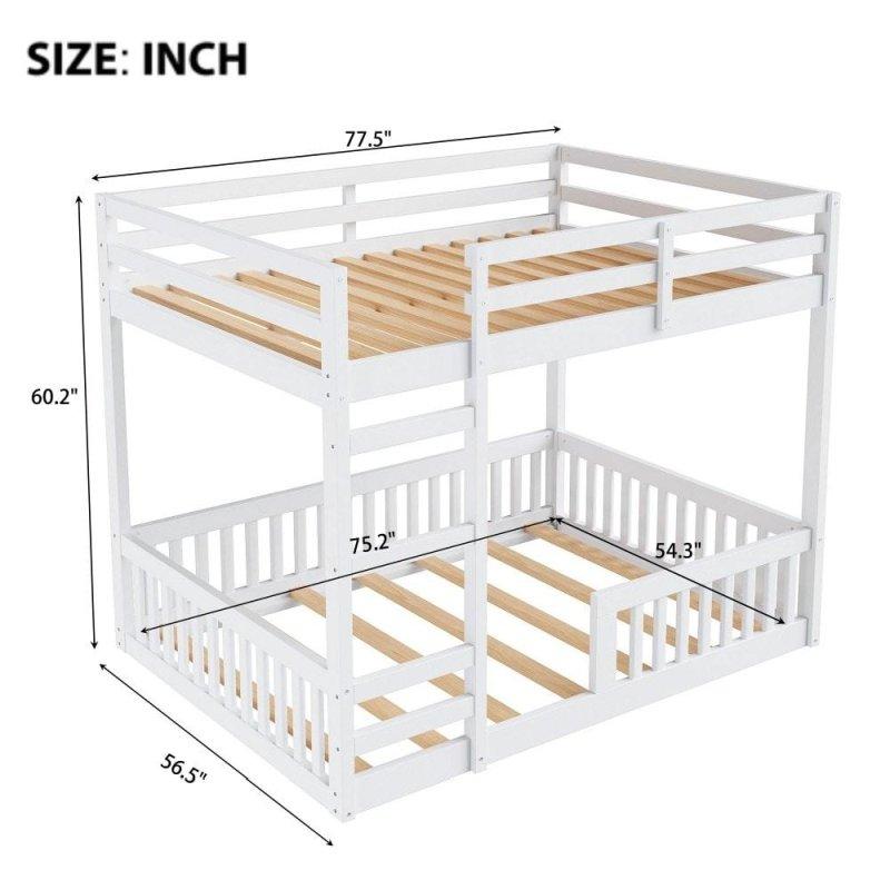 Beyaz ve Doğal Renk Masif Çam ve MDF Merdivenli Ranza - 250550