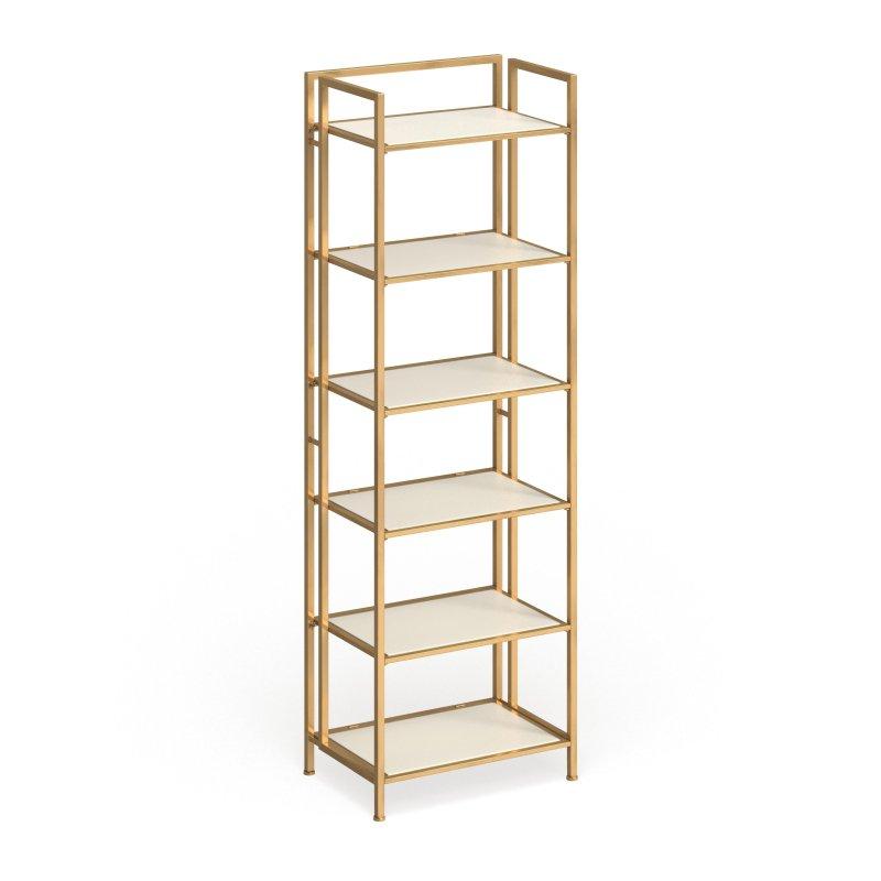 Beyaz ve Gold Ahşap Metal 5 Raflı Kitaplık - 61x41x183 cm - 315948