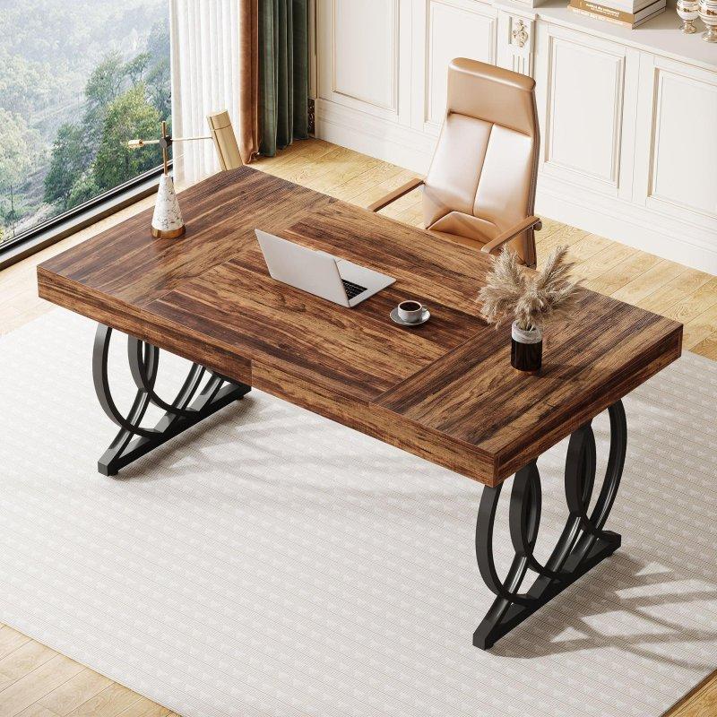 Beyaz ve Gold Metal Modern Ofis Masası - 161 cm - 326151
