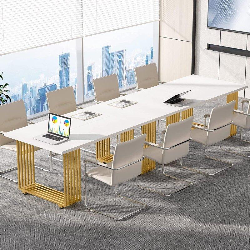 Beyaz ve Gold Modern Metal Ayaklı MDF Ofis Masası - 180 cm - 326788