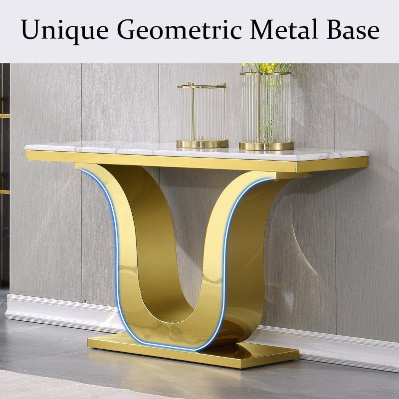 Beyaz ve Gold Paslanmaz Çelik U Ayaklı Dikdörtgen Dresuar - 127x41x77 cm - 333333