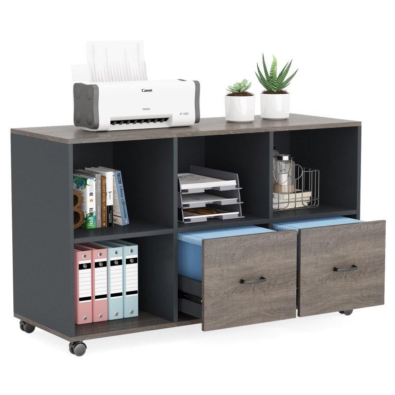 Beyaz ve Gri Metal L Tipi Dosya Dolaplı Ofis Masası - 140 cm - 326111