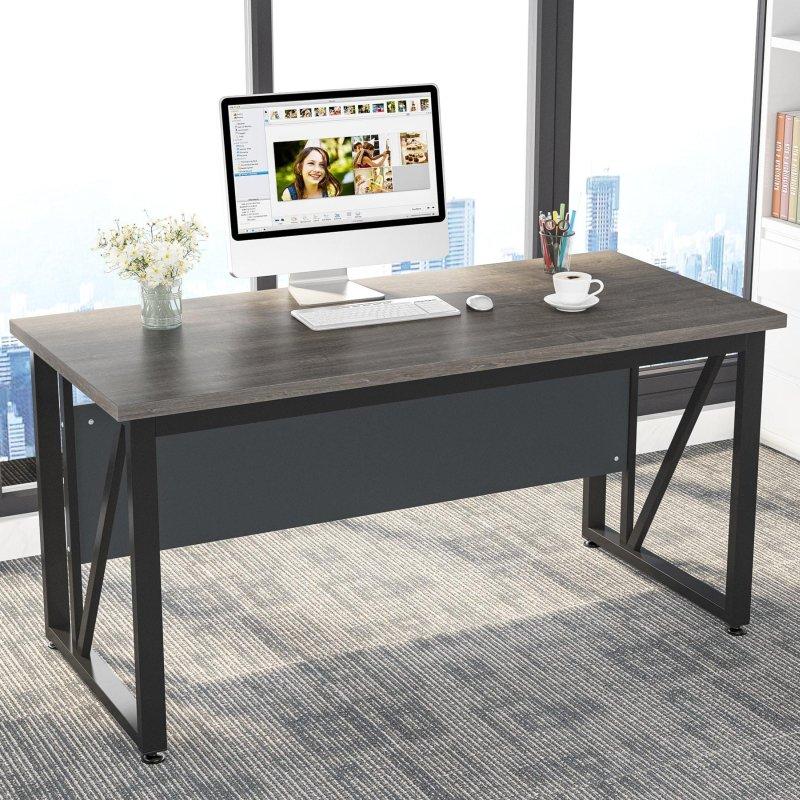 Beyaz ve Gri Metal L Tipi Dosya Dolaplı Ofis Masası - 140 cm - 326111