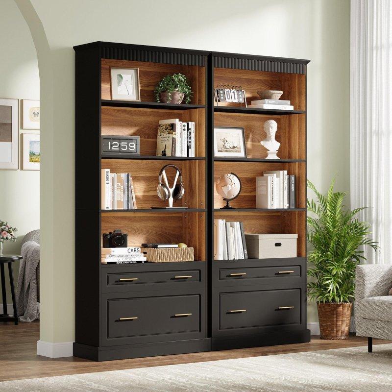 Beyaz ve Kahverengi MDF 2 Çekmeceli 5 Raflı İkili Set Kitaplık - 81x30x185 cm - 318789 Beyaz ve Kahverengi MDF 2 Çekmeceli 5 Raflı İkili Set Kitaplık - 81x30x185 cm - 318789
