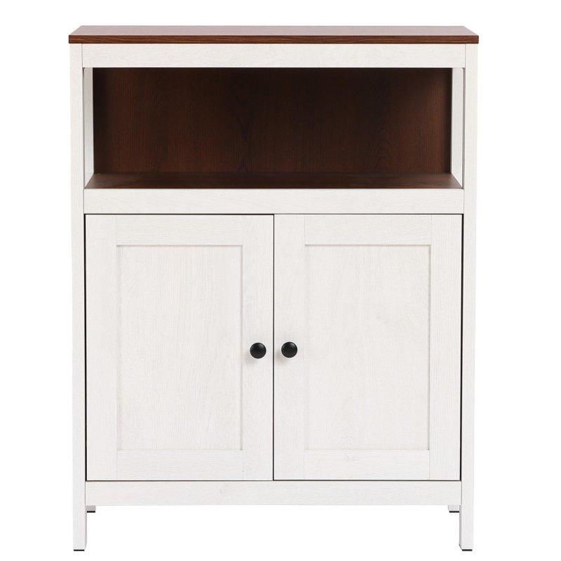Beyaz ve Kahverengi MDF 2 Kapaklı Ayarlanabilir Raflı Çok Amaçlı Banyo Dolabı - 61x32x77 cm - 333962
