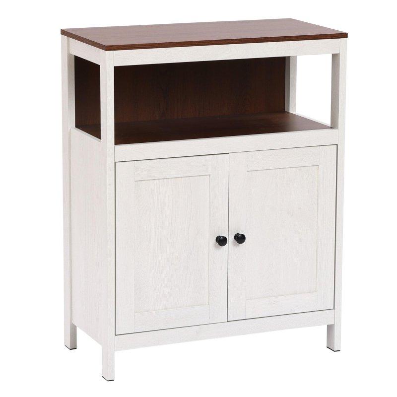Beyaz ve Kahverengi MDF 2 Kapaklı Ayarlanabilir Raflı Çok Amaçlı Banyo Dolabı - 61x32x77 cm - 333962