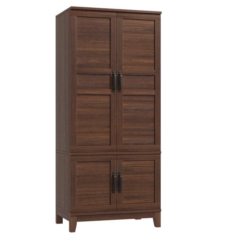 Beyaz ve Kahverengi MDF 4 Kapaklı Ayarlanabilir Raflı Şifonyer - 81x54x183 cm - 309019