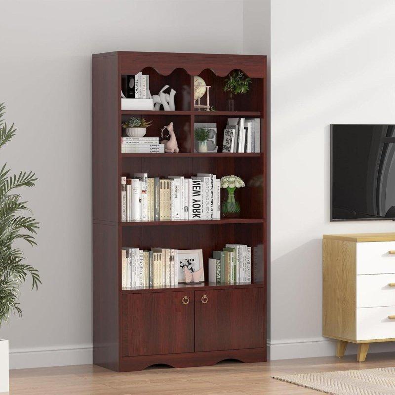 Beyaz ve Kahverengi MDF 5 Raflı Açık Kitaplık - 161 cm - 313013