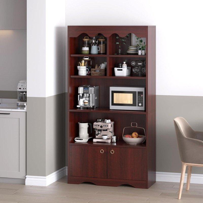 Beyaz ve Kahverengi MDF 5 Raflı Açık Kitaplık - 161 cm - 313013