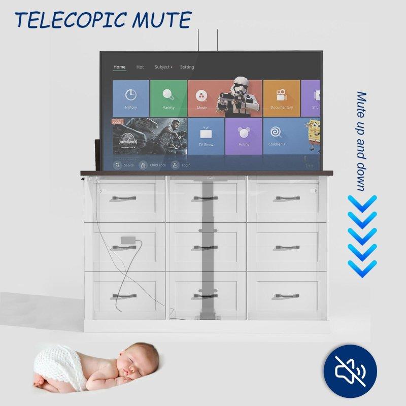 Beyaz ve Kahverengi MDF Elektrikli TV Asansörlü 9 Çekmeceli Şifonyer - 161 cm - 295593