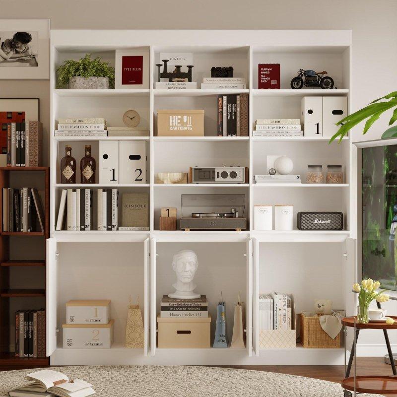 Beyaz ve Kahverengi MDF Kapaklı Çok Amaçlı Kitaplık - 181 cm - 312456