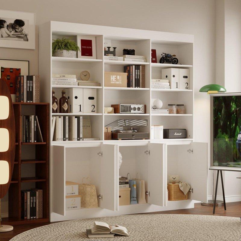 Beyaz ve Kahverengi MDF Kapaklı Çok Amaçlı Kitaplık - 181 cm - 312456