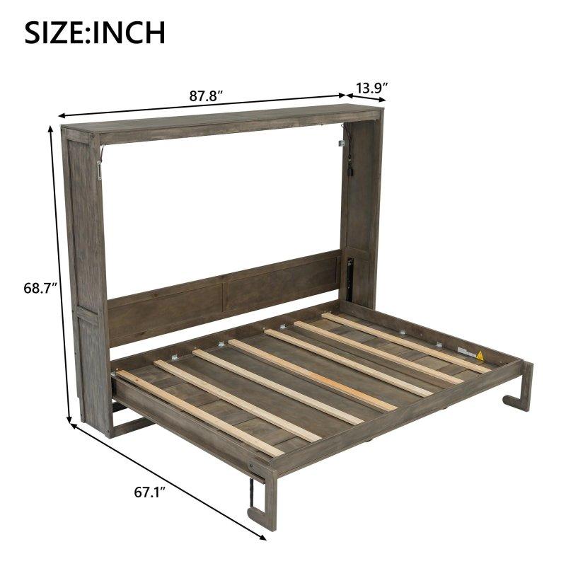 Beyaz ve Kahverengi MDF Masalı LED Aydınlatmalı Hidrolik Duvar Yatağı - 154 cm - 262585