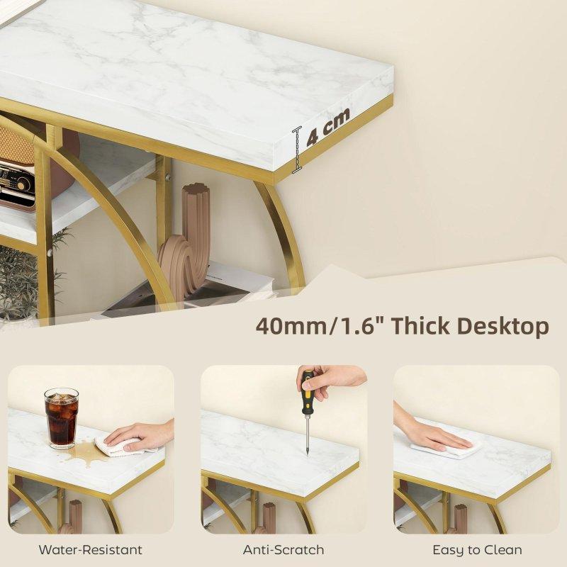 Beyaz ve Kahverengi MDF Raflı Yuvarlak Çelik İskeletli Dresuar - 101 cm - 331530