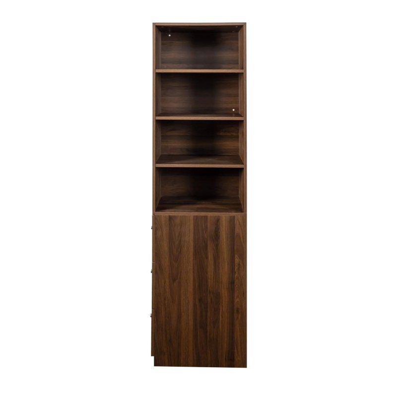 Beyaz ve Kahverengi MDF Yandan 3 Çekmeceli 4 Raflı Kitaplık - 181 cm - 315718