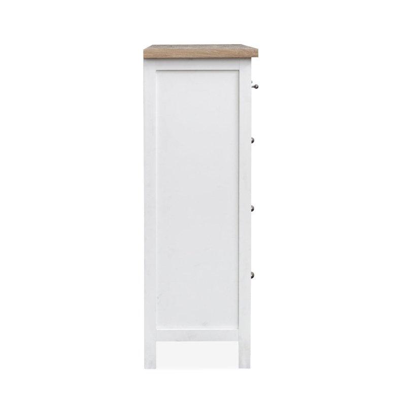 Beyaz ve Kum Rengi MDF ve Masif Ahşap 8 Çekmeceli Şifonyer - 153x42x119 cm - 308261
