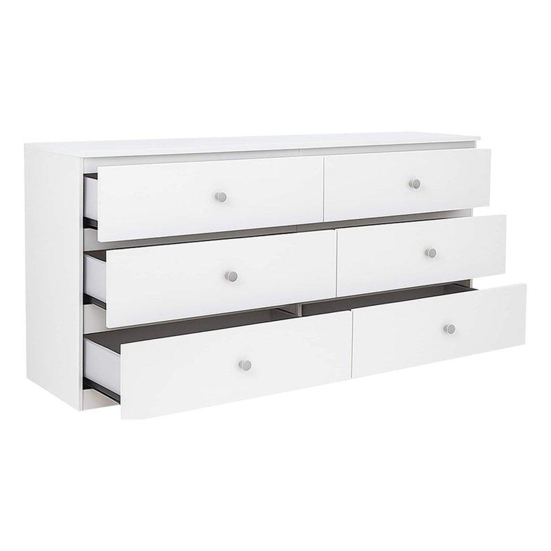 Beyaz ve Meşe 6 Çekmeceli Kulpsuz Modern Şifonyer - 299648