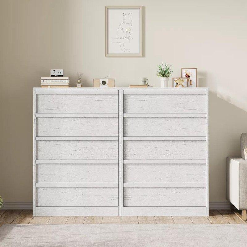Beyaz ve Meşe MDF İskandinav 5 ve 7 Çekmeceli Şifonyer - 303586