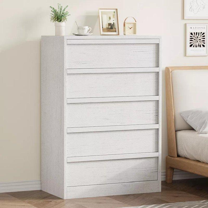 Beyaz ve Meşe MDF İskandinav 5 ve 7 Çekmeceli Şifonyer - 303586