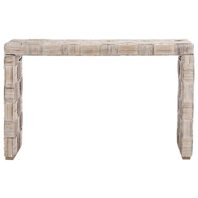 Beyaz Yıkama Rattan ve Siyah Lake Mango Ağacı Dresuar - 136 cm - 331885