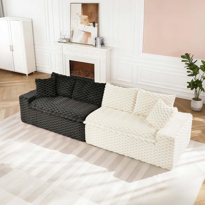 Blok Renkli Kadife Modüler Köşe Koltuk - 305 cm - 255618