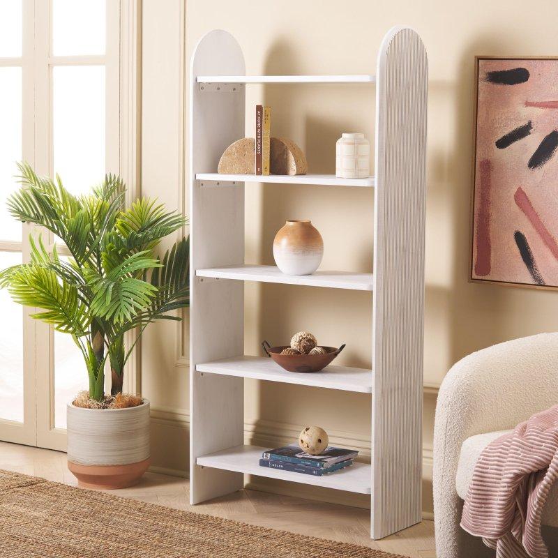 Boyalı MDF Yivli 5 Raflı Etajer Kitaplık - 79x171x31 cm - 316285
