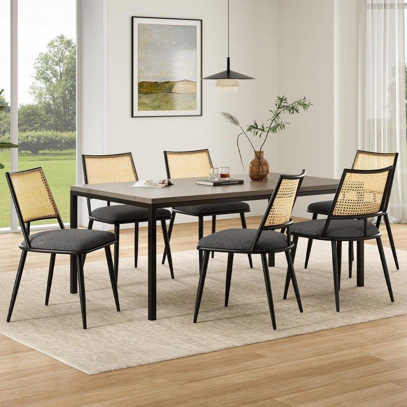 Bukle Döşemeli Metal Çerçeveli Rattan Sandalye Seti 2 Adet - 252354