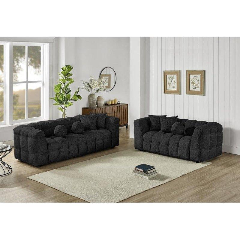 Bukle Kumaş Kapitoneli Modern Bohem Koltuk Takımı - 286824 Bukle Kumaş Kapitoneli Modern Bohem Koltuk Takımı - 286824