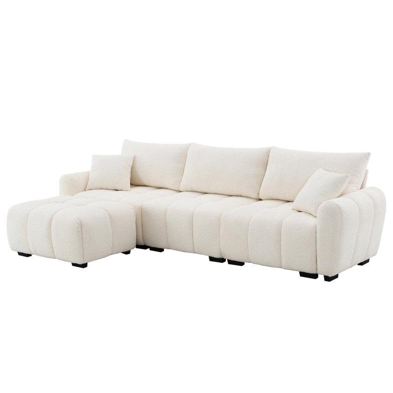 Bukle Kumaş Modüler Geniş Oturumlu Puf Dahil Köşe Koltuk - 280x153 cm - 256840